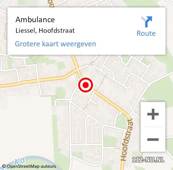 Locatie op kaart van de 112 melding: Ambulance Liessel, Hoofdstraat op 11 mei 2018 09:26