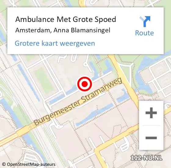 Locatie op kaart van de 112 melding: Ambulance Met Grote Spoed Naar Amsterdam, Anna Blamansingel op 11 mei 2018 10:58