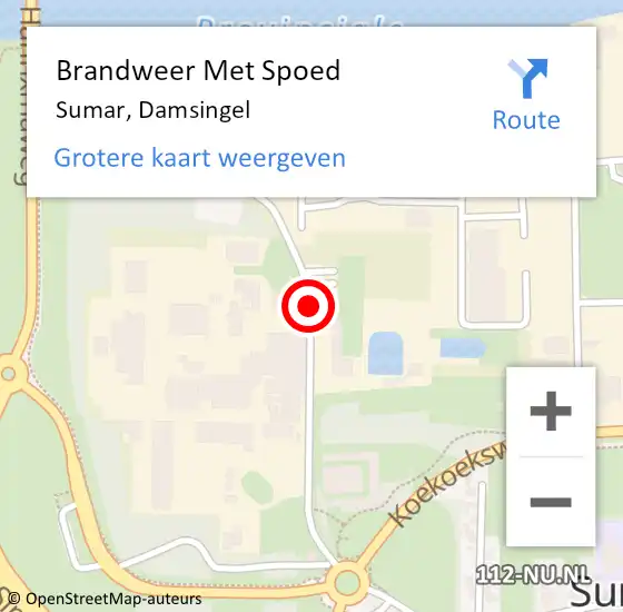 Locatie op kaart van de 112 melding: Brandweer Met Spoed Naar Sumar, Damsingel op 11 mei 2018 11:50