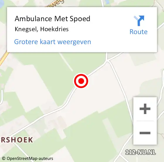 Locatie op kaart van de 112 melding: Ambulance Met Spoed Naar Knegsel, Hoekdries op 11 mei 2018 12:10
