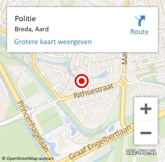 Locatie op kaart van de 112 melding: Politie Breda, Aard op 11 mei 2018 12:25