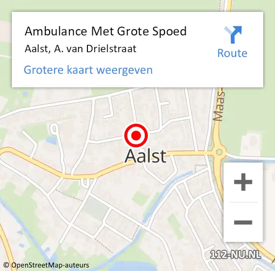 Locatie op kaart van de 112 melding: Ambulance Met Grote Spoed Naar Aalst, A. van Drielstraat op 11 mei 2018 18:33
