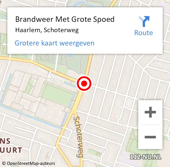 Locatie op kaart van de 112 melding: Brandweer Met Grote Spoed Naar Haarlem, Schoterweg op 12 mei 2018 03:54