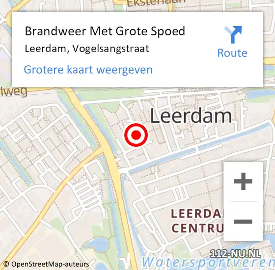 Locatie op kaart van de 112 melding: Brandweer Met Grote Spoed Naar Leerdam, Vogelsangstraat op 12 mei 2018 04:19