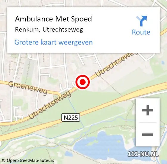 Locatie op kaart van de 112 melding: Ambulance Met Spoed Naar Renkum, Utrechtseweg op 12 mei 2018 07:38