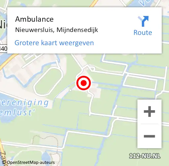 Locatie op kaart van de 112 melding: Ambulance Nieuwersluis, Mijndensedijk op 12 mei 2018 07:43