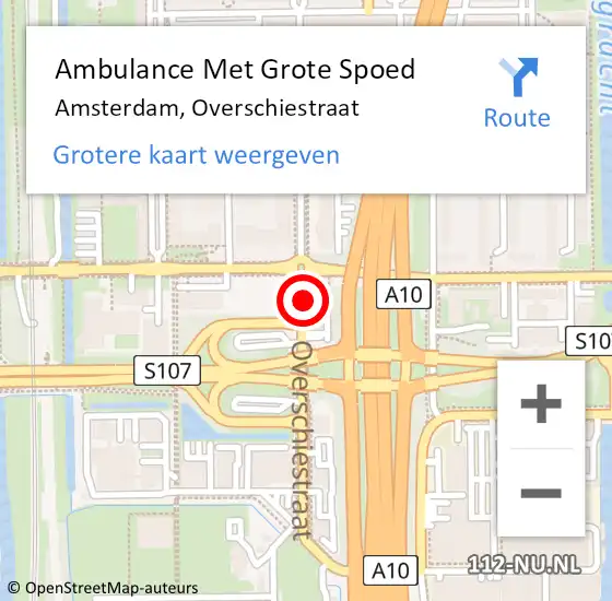 Locatie op kaart van de 112 melding: Ambulance Met Grote Spoed Naar Amsterdam, Overschiestraat op 12 mei 2018 10:58