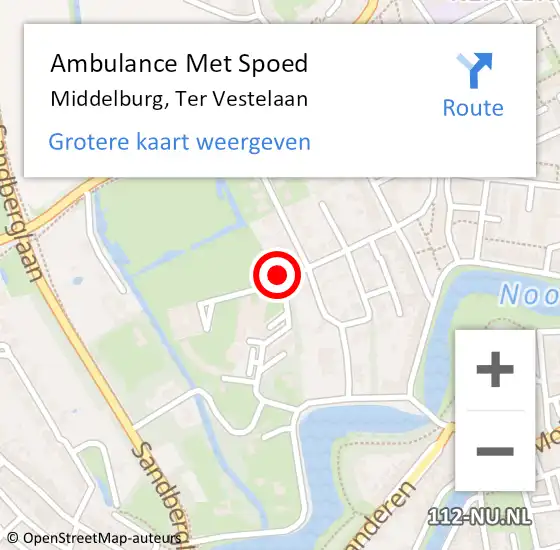 Locatie op kaart van de 112 melding: Ambulance Met Spoed Naar Middelburg, Ter Vestelaan op 12 mei 2018 11:25