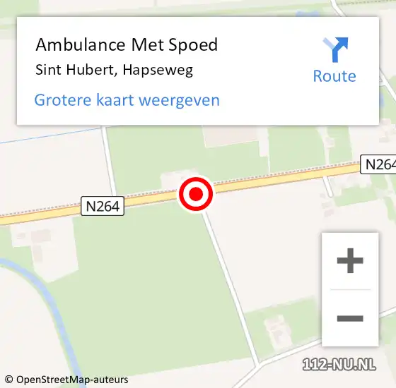 Locatie op kaart van de 112 melding: Ambulance Met Spoed Naar Sint Hubert, Hapseweg op 12 mei 2018 11:44