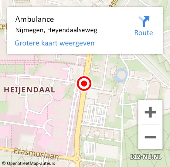 Locatie op kaart van de 112 melding: Ambulance Nijmegen, Heyendaalseweg op 12 mei 2018 14:39