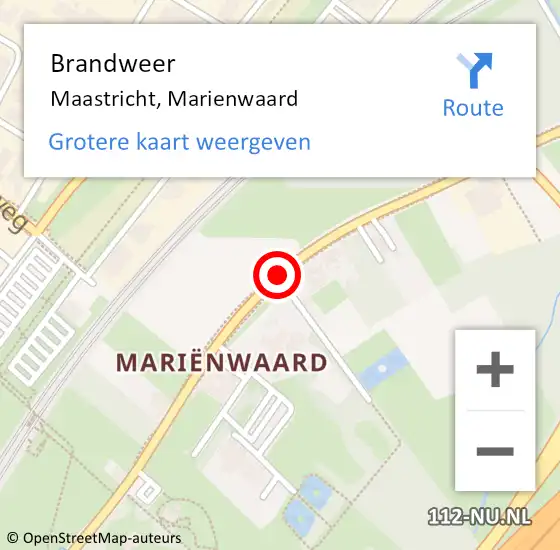 Locatie op kaart van de 112 melding: Brandweer Maastricht, Marienwaard op 12 mei 2018 15:58