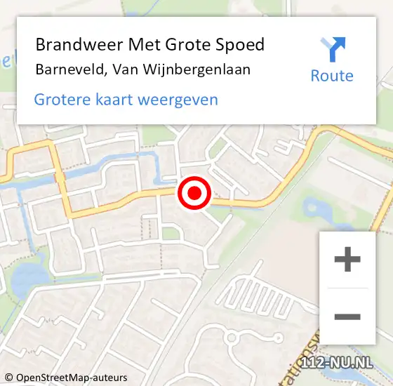 Locatie op kaart van de 112 melding: Brandweer Met Grote Spoed Naar Barneveld, Van Wijnbergenlaan op 12 mei 2018 16:41