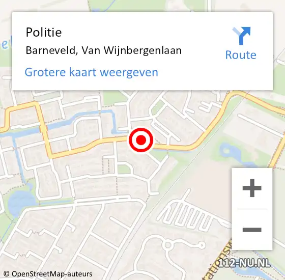 Locatie op kaart van de 112 melding: Politie Barneveld, Van Wijnbergenlaan op 12 mei 2018 16:43