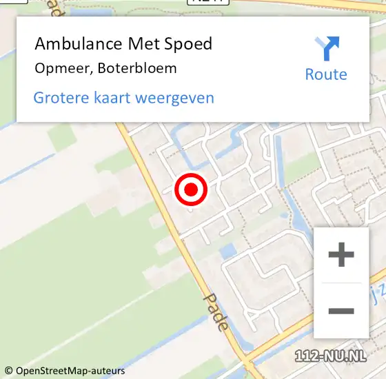 Locatie op kaart van de 112 melding: Ambulance Met Spoed Naar Opmeer, Boterbloem op 12 mei 2018 17:27