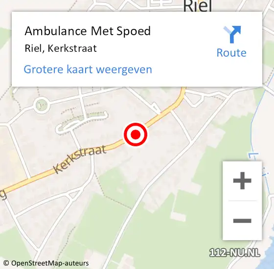 Locatie op kaart van de 112 melding: Ambulance Met Spoed Naar Riel, Kerkstraat op 12 mei 2018 18:18