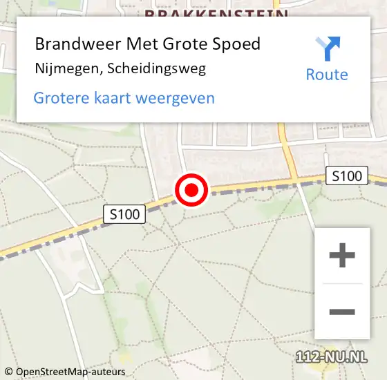 Locatie op kaart van de 112 melding: Brandweer Met Grote Spoed Naar Nijmegen, Scheidingsweg op 12 mei 2018 18:38