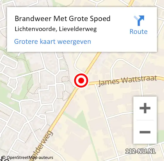 Locatie op kaart van de 112 melding: Brandweer Met Grote Spoed Naar Lichtenvoorde, Lievelderweg op 12 mei 2018 18:41