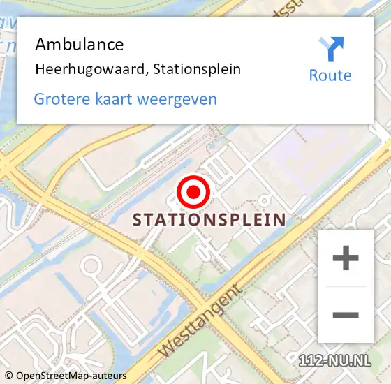 Locatie op kaart van de 112 melding: Ambulance Heerhugowaard, Stationsplein op 12 mei 2018 19:36