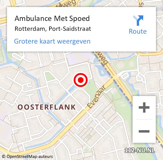 Locatie op kaart van de 112 melding: Ambulance Met Spoed Naar Rotterdam, Port-Saidstraat op 12 mei 2018 21:57