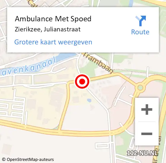 Locatie op kaart van de 112 melding: Ambulance Met Spoed Naar Zierikzee, Julianastraat op 12 mei 2018 22:12