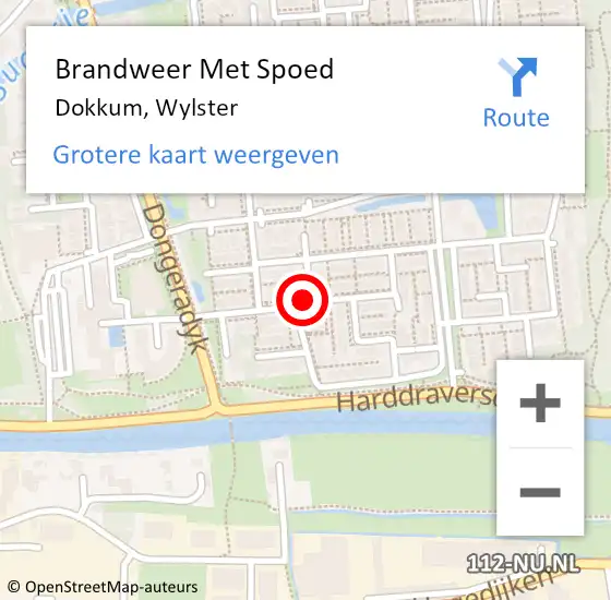 Locatie op kaart van de 112 melding: Brandweer Met Spoed Naar Dokkum, Wylster op 12 mei 2018 23:35