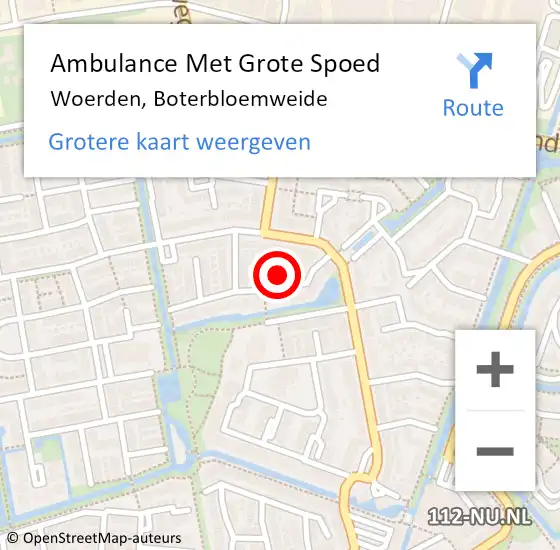 Locatie op kaart van de 112 melding: Ambulance Met Grote Spoed Naar Woerden, Boterbloemweide op 13 mei 2018 00:04