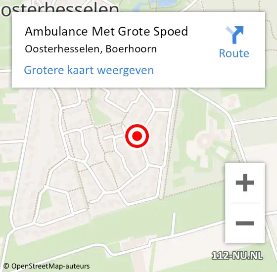 Locatie op kaart van de 112 melding: Ambulance Met Grote Spoed Naar Oosterhesselen, Boerhoorn op 13 mei 2018 00:46
