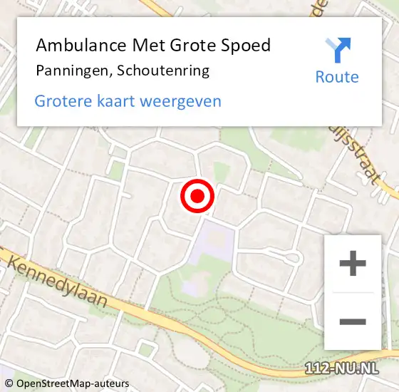 Locatie op kaart van de 112 melding: Ambulance Met Grote Spoed Naar Panningen, Schoutenring op 13 mei 2018 02:42