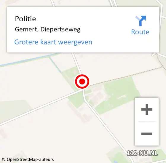 Locatie op kaart van de 112 melding: Politie Gemert, Diepertseweg op 13 mei 2018 05:35