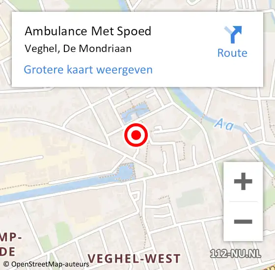 Locatie op kaart van de 112 melding: Ambulance Met Spoed Naar Veghel, De Mondriaan op 13 mei 2018 08:50