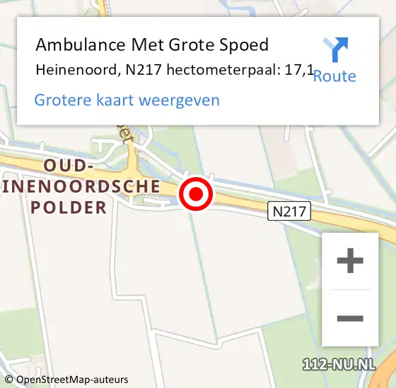 Locatie op kaart van de 112 melding: Ambulance Met Grote Spoed Naar Heinenoord, N217 hectometerpaal: 17,1 op 13 mei 2018 09:38