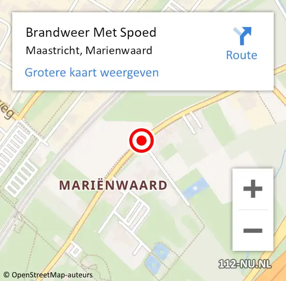 Locatie op kaart van de 112 melding: Brandweer Met Spoed Naar Maastricht, Marienwaard op 13 mei 2018 11:00