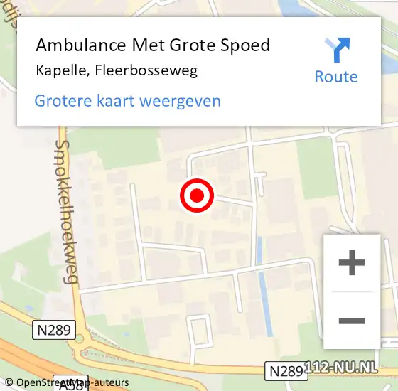 Locatie op kaart van de 112 melding: Ambulance Met Grote Spoed Naar Kapelle, Fleerbosseweg op 13 mei 2018 15:14