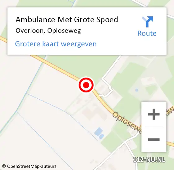 Locatie op kaart van de 112 melding: Ambulance Met Grote Spoed Naar Overloon, Oploseweg op 13 mei 2018 15:54