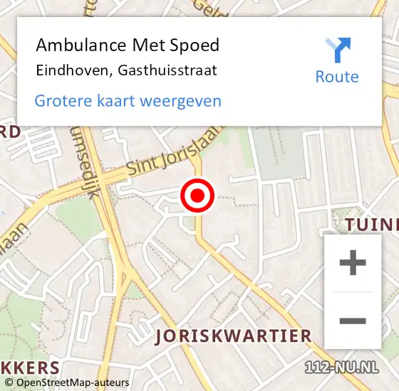 Locatie op kaart van de 112 melding: Ambulance Met Spoed Naar Eindhoven, Gasthuisstraat op 13 mei 2018 16:07