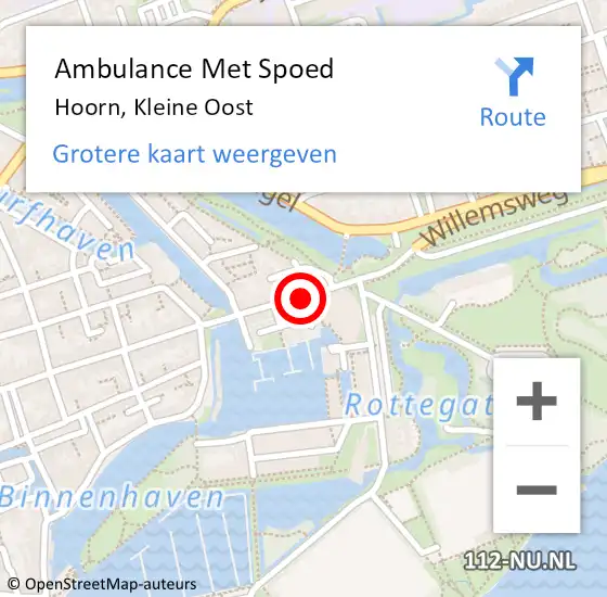 Locatie op kaart van de 112 melding: Ambulance Met Spoed Naar Hoorn, Kleine Oost op 13 mei 2018 17:03