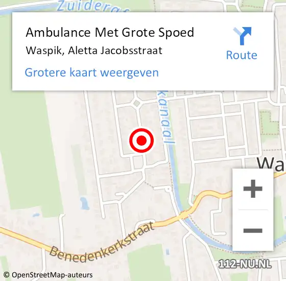 Locatie op kaart van de 112 melding: Ambulance Met Grote Spoed Naar Waspik, Aletta Jacobsstraat op 13 mei 2018 18:09
