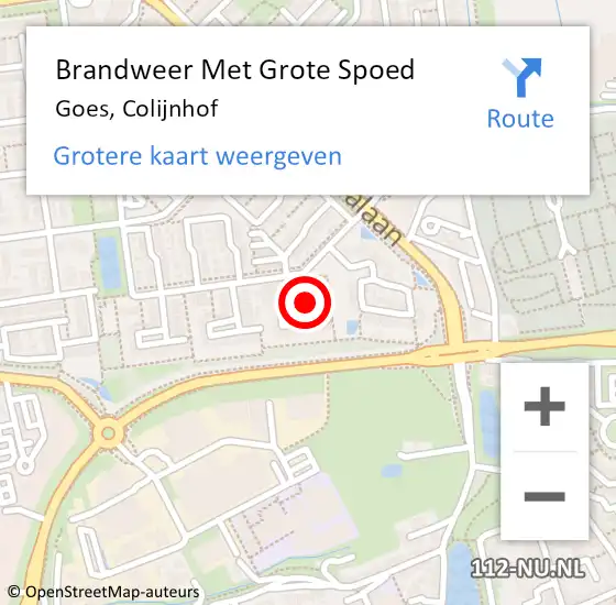 Locatie op kaart van de 112 melding: Brandweer Met Grote Spoed Naar Goes, Colijnhof op 13 mei 2018 18:22