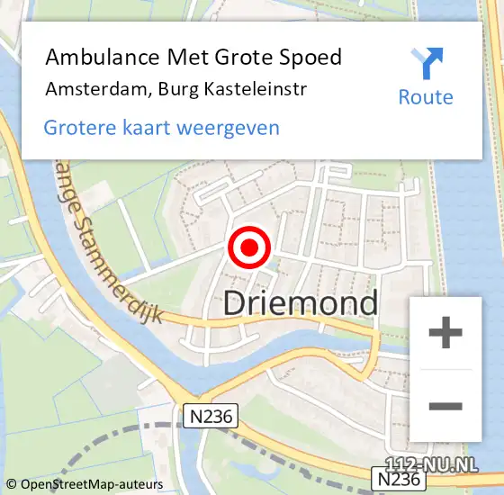 Locatie op kaart van de 112 melding: Ambulance Met Grote Spoed Naar Amsterdam, Burg Kasteleinstr op 13 mei 2018 18:48