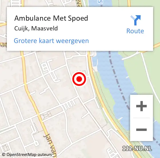 Locatie op kaart van de 112 melding: Ambulance Met Spoed Naar Cuijk, Maasveld op 13 mei 2018 18:57