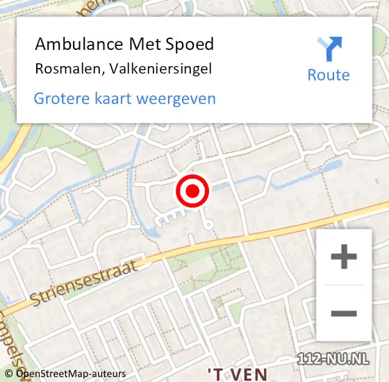 Locatie op kaart van de 112 melding: Ambulance Met Spoed Naar Rosmalen, Valkeniersingel op 13 mei 2018 19:05