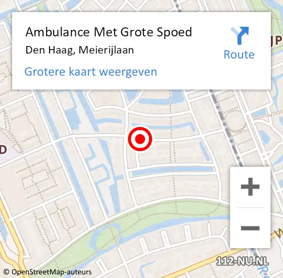 Locatie op kaart van de 112 melding: Ambulance Met Grote Spoed Naar Den Haag, Meierijlaan op 19 mei 2018 22:01