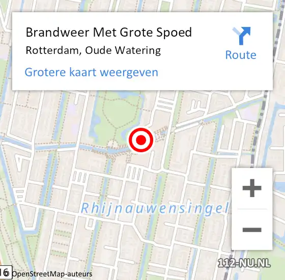 Locatie op kaart van de 112 melding: Brandweer Met Grote Spoed Naar Rotterdam, Oude Watering op 19 mei 2018 22:47