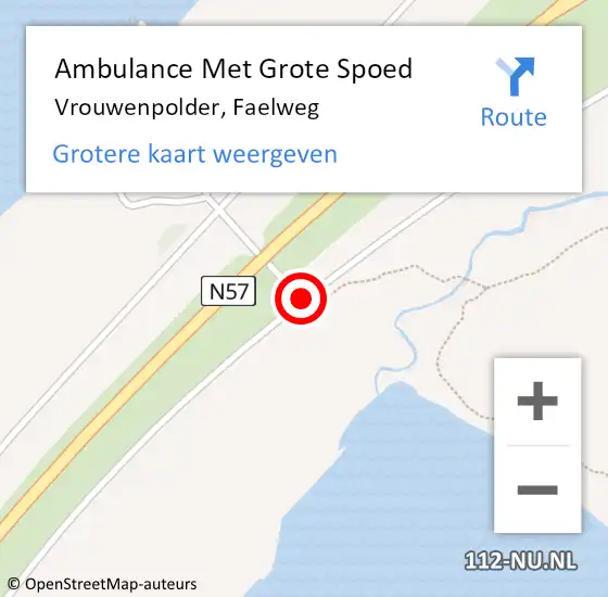 Locatie op kaart van de 112 melding: Ambulance Met Grote Spoed Naar Vrouwenpolder, Faelweg op 20 mei 2018 09:23