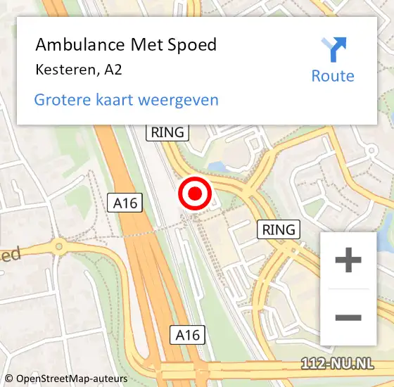 Locatie op kaart van de 112 melding: Ambulance Met Spoed Naar Kesteren, A2 op 20 mei 2018 10:24