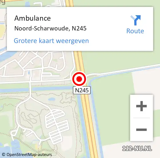 Locatie op kaart van de 112 melding: Ambulance Noord-Scharwoude, N245 op 20 mei 2018 13:09