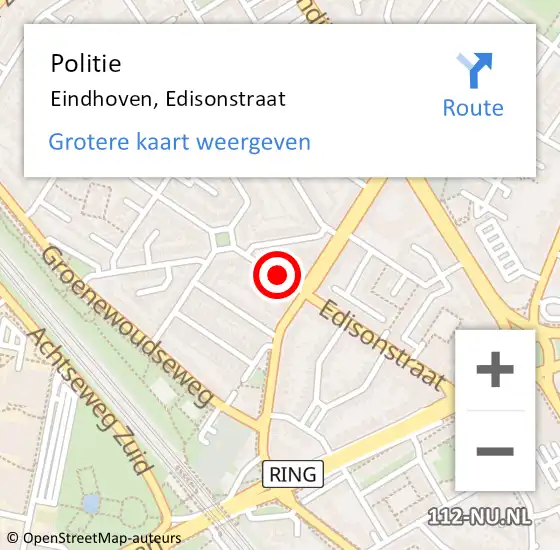 Locatie op kaart van de 112 melding: Politie Eindhoven, Edisonstraat op 20 mei 2018 15:19