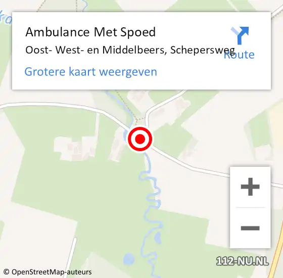 Locatie op kaart van de 112 melding: Ambulance Met Spoed Naar Oost- West- en Middelbeers, Schepersweg op 20 mei 2018 17:23