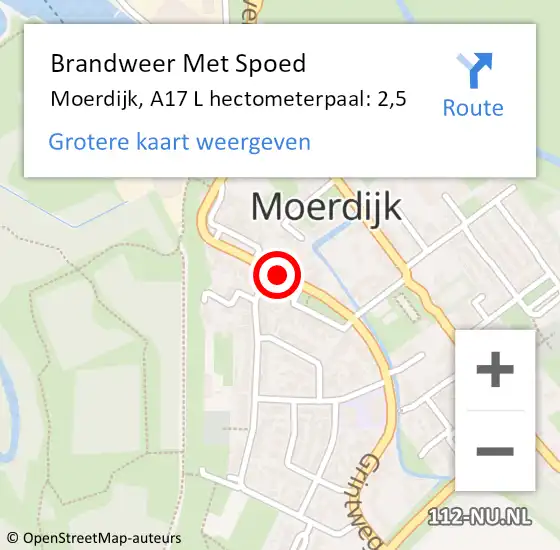 Locatie op kaart van de 112 melding: Brandweer Met Spoed Naar Moerdijk, A17 L hectometerpaal: 2,5 op 20 mei 2018 17:29