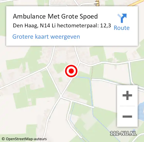 Locatie op kaart van de 112 melding: Ambulance Met Grote Spoed Naar Den Haag, N14 Li hectometerpaal: 12,3 op 20 mei 2018 17:37